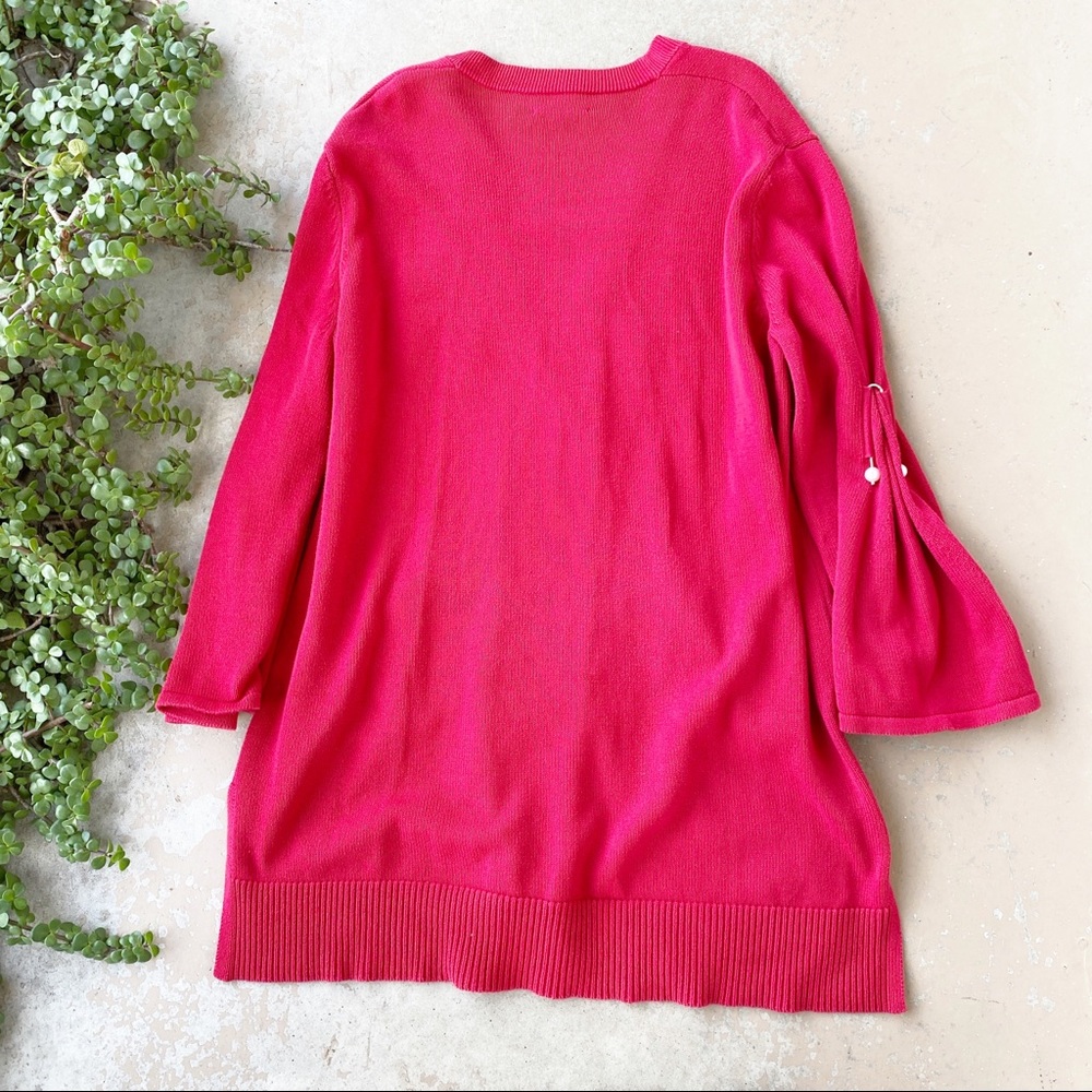 Mother of Pearl Red Maudi Longline Cardigan - Picture 3 of 4